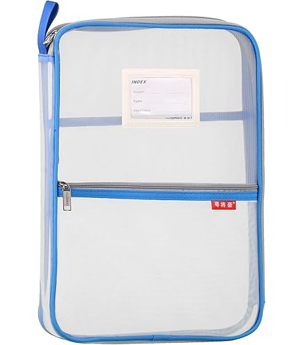 Pack Of 2 A4 Mesh File Bags- Plastic Wallets A4 Folders Document Zip Pouch Clear Paperwork Art Folder Portfolio Storage Paper Wallet For School Office Work Travel File Organiser Black White - View #9