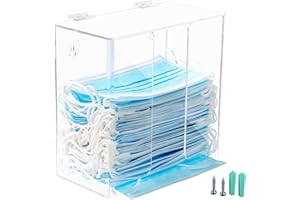 KOEMEHR Acrylic Mask Dispenser Box Glove Holder Hygiene Station with Lid for Disposable Emesis Bag, Shoe Cover and Hairnet，Wall Mount Holes or Tabletop Holder
