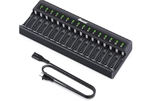 BONAI AA AAA batteriladdare 16 fack universell LED-batteriladdare intelligent batteriladdare smart batteriladdare för AA/AAA NI-MH NI-CD uppladdningsbara batterier
