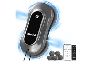 AOQUFUL intelligenter Fensterputzroboter, elektrischer Fensterputzer mit Dual-Wasserspray, automatischer Fensterroboter mit Fernbedienung und App, für Innen- und Außenfenster und Glas,12 Tücher, grau