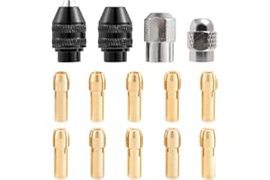 FOTYBEI Drill Chuck Collet Set for Rotary Tool, 28 Pcs Chuck Collet Kit, 0.8-3.2mm Shank Replacement 4486 Rotary Tool Keyless Quick Change Chuck Accessory with Replacement 4485 Brass Collet Metal Nut
