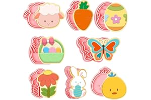 Leesgel Foremki do ciastek wielkanocnych, 8 szt. 3D foremki do wycinania ciastek z jajkami wielkanocnymi królik kosz kwiat motyl marchewka na wielkanocne dekoracje do pieczenia ciast akcesoria