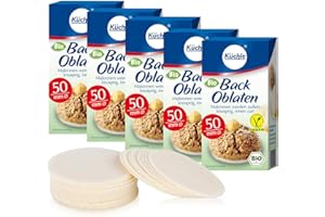 Küchle runde Back Oblaten Bio Vegan 50mm 37g pro Packung 5er Pack Esspapier zum Backen von Makronen & Lebkuchen