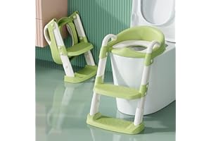 Forroby Deska sedesowa dla dzieci, regulowana drabina z miękką poduszką PU, przenośny trener toaletowy, numer modelu produktu YT-808, cyjan green