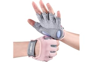 UTEBIT Rękawice gimnastyczne dla kobiet, podnoszenie ciężarów, z podparciem nadgarstka, gumowe, wyściełane, pełna ochrona dłoni, oddychające, różowe rękawiczki rowerowe do treningu, ćwiczeń, fitnessu