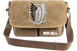 WANHONGYUE Attack on Titan Anime Borse Messenger Piccole Borsa a Spalla Borsa a Tracolla in Tela Sacchetto del Messaggero Mini Formato 2