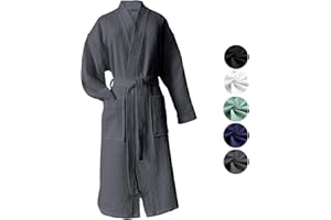 heimtexland ® Bademantel Waffelpique Reisebademantel Saunamantel 100% Baumwolle Oekotex leicht schnelltrocknend hautfreundlich für Damen und Herren Typ881