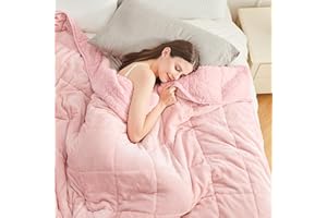 Cottonblue Gewichtsdecke, 150 cm x 200 cm, 7 kg, für Queen-Size-Bett, ultraweiche, gemütliche Sherpa-Decke zum Entspannen und Schlafen, schwere Bettdecken mit Cemaric-Perlen, 152,4 x 203,2 cm, Rosa