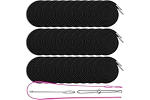 FFWHKON 30PCS Drawstring Cords Replacement Drawstrings, 57 Inch Replacement Drawstring with 3 Pieces Drawstring Threader Tool, Reusable Drawstring for Sweatpants Shorts Pants Jackets Coats (Black)