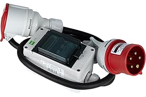 naka24 CEE Stromadapter Stecker und Steckdose 32A/16A 5 x 2,5 mm 32A auf 16A Standard 2312015/S mit 3 Sicherungen je 16A