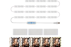 Focenat 5 Color LED Vanity Mirror Lights Kits, 45 LED Makeup Lights 5 Level Adjustable Brightness, White Light Make up Light with USB Power Cord for Dressing Table Room Bedroom, Bathroom