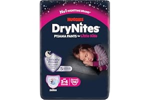 Huggies DryNites Pyjama Pants, Girls 3-4 Years (12-21KG), Up to 100% Leak Free Nights, Bedwetting Pants, 16 Count