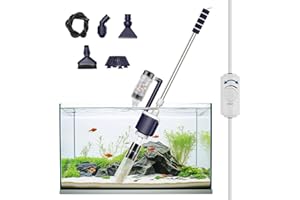 AQQA Fish Tank Cleaner, DC 2300L/h Adjustable Electric Gravel Cleaner Fish Tank, 34W Fish Tank Gravel Cleaner Vacuum with Triple Filtration for Water Change Sand Washing Water Circulation