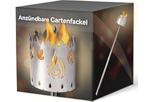 Novaliv Gartenfackel für draußen Motiv Feuer - Rost Lampe Gartenbeleuch- Holzspäne mit Wachs - Schwedenfackel Pelletfackel Feuersäule Flammschalen Wachsfackel Gartenleuchtetung