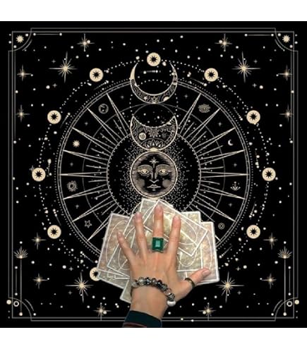 Nappe D'autel Wiccan 41.5x182 Cm - Motifs Zodiaque, Lune, Soleil Pour Rituels, Tarot, Pratique Spirituelle - 10