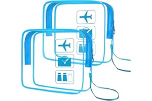 NebulaGlam Neceser de Aseo Transparente, 2 Piezas PVC Impermeable Bolsa Avion, Bolsa Transparente Avion, para Vacaciones Viajes, para Mujeres y Hombres (Azul Claro)
