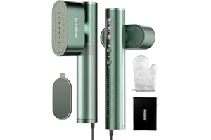 JACK & ROSE Défroisseur vapeur de voyage, utilisation mondiale(100-240V), 1000W, 22g/min de vapeur Fer à Repasser Vertical, Grand réservoir d'eau de 150 ml, 2 en 1 Steamer Chauffage rapide en 15s Vert