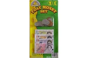 MSZSA Children Kids Play Fake Pretend Money Role Shops Cash £ Pound Notes Coins Toy (SMALL FAKE MONEY WITH SILVER COINS)
