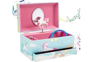 Jewelkeeper - Joyero Musical con Unicornio y Arco Iris, Equipado de un Cajón Extraíble - Melodía The Beautiful Dreamer