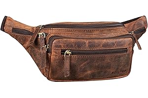 STILORD 'Zion' Riñonera Vintage Cuero Genuino | Bolso de Cintura o Bandolera para Hombres y Mujeres | Ideal para Móviles de 7 Pulgadas | Viajes y Festivales
