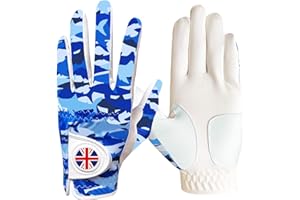 FINGER TEN Golf Gloves Men Left Hand Right with Ball Marker Cabretta Leather Weathersof Rain Grip Value Pack,Mens Golf Glove Fashion Pattern Wear Resistant Stable-Grip Flexible Comfortable