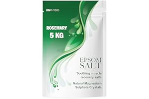 Kg Physio Epsom Salt - Rosemary - 5kg Resealable Pouch - Bath Salts 100% Pure Magnesium Used for Muscle Recovery and Relaxation - Relax and Unwind with Epsom Salts