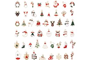 Amabro 50 Stück weihnachtsanhänger klein Emaille,weihnachts anhänger charms baum anhänger weihnachten,charm weihnachten mini weihnachtsbaum deko kleine weihnachtsanhänger weihnachtsdeko für geschenke