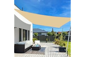 LOVE STORY Toldo Vela de Sombra Impermeable Rectangular 2x3m Protección Rayos UV, PES Toldos para Patio,Exterior Terrazas, Jardín, Balcon (Arena)