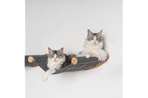 RHRQUALITY Katze wandliege Wandmöbel Kletterwand (Bis 20KG) Hängematte XXL de Luxe 53 x 43cm für große Katzen (Grau)