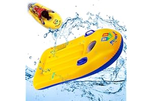 Bodyboard Gonflable, ZoneYan Planche Gonflable Piscine avec Poignées, Planche de Surf Gonflable, Planche de Bodyboard Enfant pour Plage, Surf, Natation - 110 x 48cm