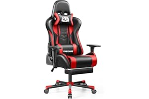 OneGame Silla Gaming, Gamer Adulto Grande Alta, Reposabrazos Ajustables, Silla Ergonómica de Videojuegos, Silla PC Juegos Oficina, 150K, Rojo