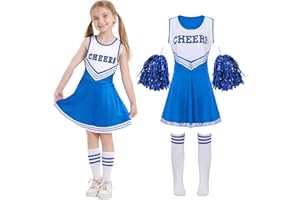 Cnexmin Costume Cheerleader Cheerleader per ragazze Uniforme da cheerleader Costume da cheerleader per Halloween Carnevale Masquerade,3-12 anni