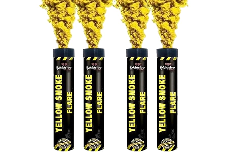 EXCLUSIVE ONLINE Ring Pull Smoke Grenades/Flares Pack of 4 Colors for Paintball Weddings Photoshoots Football Celebrations & Special Effects (Yellow)
