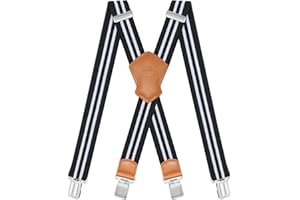 Dresime Bretelle da Uomo per pantaloni con 4 clip forti 4 cm di larghezza, per Uomini e Donne Grandi e alti Larghezza Regolabile di Elastiche e Forma a X Elastica