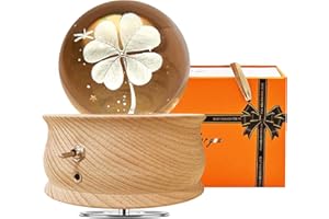 JOIENDY Carillon con Sfera di Cristallo, Rotazione a 360° della Base 3D Palla di Cristallo 70mm Sfera Vetro Lampada a LED Regalo per Natale Compleanno San Valentino della Mamma Decorazione