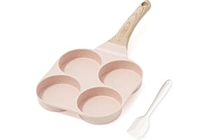 RIOVARM Padella Antiaderente per Omelette e Uova in Granito, Piccola, Senza PFOA, Rotonda con 4 Fori, Per Uova alla Coque e Pancake