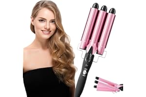 Bizcasa Dreifach-Lockenstab, Lockenstab 22 mm, Strand-Lockenwickler, Fer à vague à 3 barils, Fer à vague à 3 barils avec température réglable, Fer à vague à chauffage rapide Grande vague Tyrant Gold