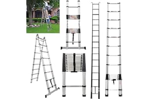 VICKYHOME 3.2M/10.5FT Telescopic Ladder Multi-Purpose Aluminium Portable Telescoping Ladder, Portable Loft Straight Ladders for RV, Attic, Home and Outdoor Work