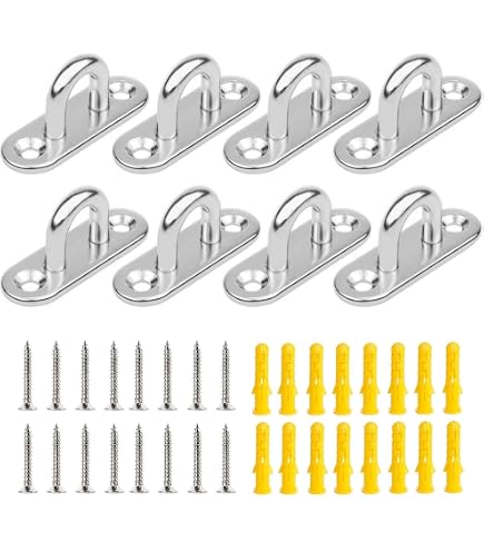 Lyaor 8 PCS M5 Plaque Oeillet en 304 Acier Inoxydable Crochet de Plafond Résistant Crochets de Lyaor 8 PCS M5 Plaque Oeillet en 304 Acier Inoxydable Crochet de Plafond Résistant Crochets de