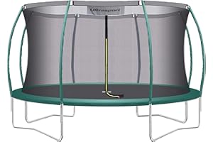 Ultrasport Deluxe Cama Elástica para Niños Exterior y Interior Ø 244/305 / 366/430 cm hasta 150 kg con Red de Seguridad, Acolchado, Escalera y Kit de Montaje I Trampolines para Niños
