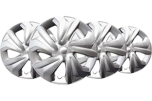 +PWR Car Parts Enjoliveurs 16" Road Argent, Lot de 4 unités, universels, ABS Haute résistance, Fixation par Pression, Design Moderne et Ventilation optimisée