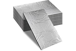BEHOGAN 12 pièces de plaques Alubutyl de 400 * 250 * 5 mm, natte d’isolation, résistante au feu et à l’eau, anti-vibration, autocollante pour la protection acoustique et l’isolation thermique dans les