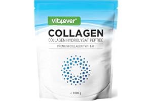 vit4ever Collagene in Polvere 1000 g (1 kg) - 100% Peptidi idrolizzati di Collagene Bioattivo - Tipi 1 e 3 - Sapore Neutro - Senza additivi