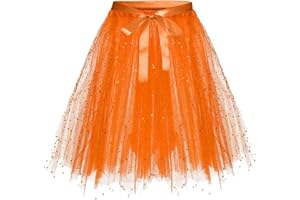 GLÜCKSVOGEL Karneval Tüllrock Damen Erwachsene Glitzernder Tütü Röcke Puffy 80er Tüll Unterrock Minirock Petticoat Tanzkleid Adult Teen Dehnbaren Tutu Rock Erwachsene Ballettrock Tüllrock für Party Ballett Tanzen