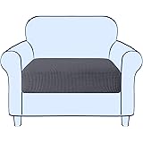 subrtex Sofa Seat Cushion Covers Stretch Polyester Fabric Seat Cushion Protector (1 Seater, Grey)