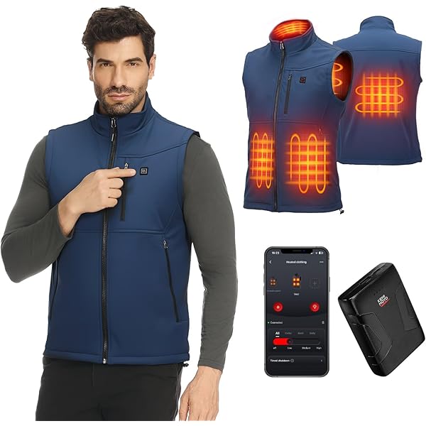 Hecusma Verwarmd vest voor heren met accu, 16000 mAh, 7,4 V, verwarmde jas voor heren, zonder licht, elektrisch verwarmd vest voor buiten, sport Hecusma Verwarmd vest voor heren met accu, 16000 mAh, 7,4 V, verwarmde jas voor heren, zonder licht, elektrisch verwarmd vest voor buiten, sport