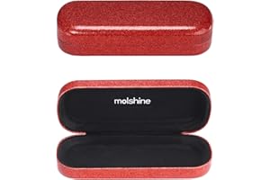molshine Bling Custodia Rigida per occhiali in pelle PU,Custodia Portatile Luminosa per Occhiali per Uomo Donna Ragazza Viaggio Studio Lavoro
