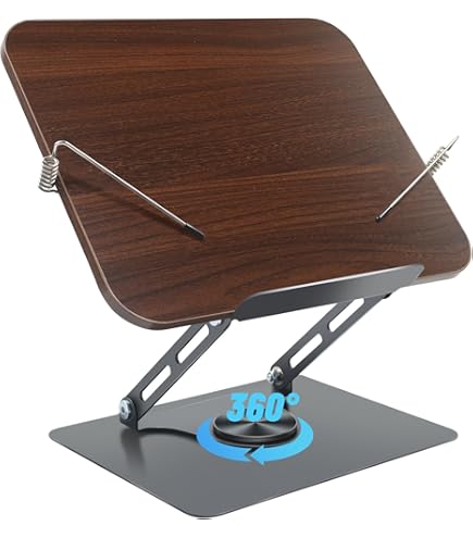 360° Drehbarer Buchständer - Freihändiges Lesen Mit Holzplatte & Aluminium