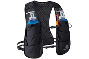 Haimont Running Hydration Vest with 2 TPU 500ml Bottles, 5L Lightweight Trail Running Vest Pack for Women Men, Hiking, Climbing, L, Black