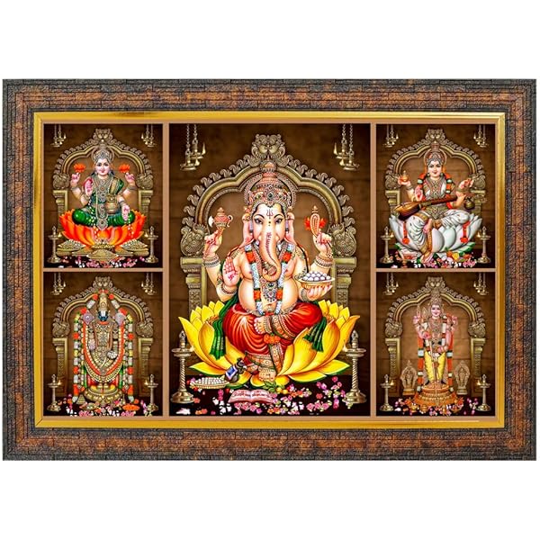 KIRTHVICK ARTS | 3 Gods Photo Frame | Lord | Ganesha | Lakshmi